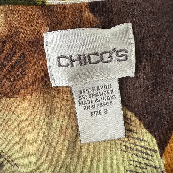 Chico's Green and Brown Floral Blouse - Picture 2 of 7